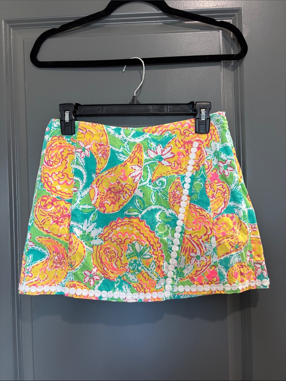 Lilly Pulitzer Floral Mini Skirt in Aqua, Yellow & Pink